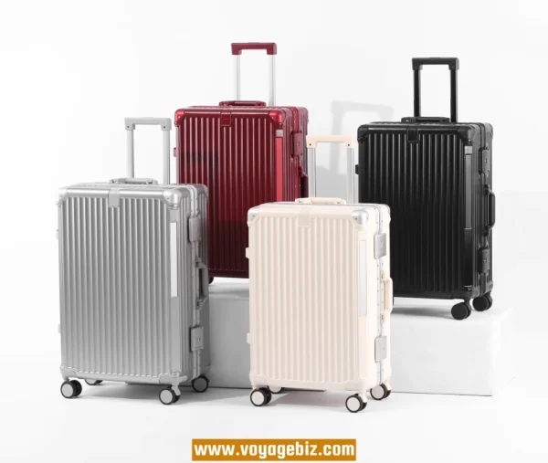 Wholesale&Custom  Aluminum Frame Trolley Suitcase ABS+PC | TSA Lock  | Charging Port & Phone Holder | Silent Wheels + Metal Corners | 20/24/26-inch Luggage  (4 Colors)PAHX2406 - Image 2