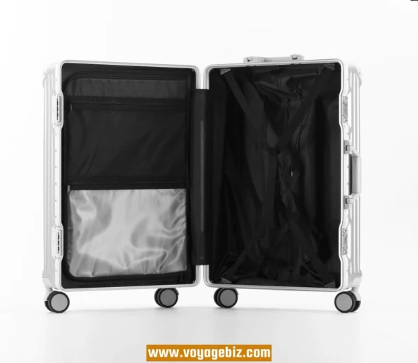 Wholesale&Custom  Aluminum Frame Trolley Suitcase ABS+PC | TSA Lock  | Charging Port & Phone Holder | Silent Wheels + Metal Corners | 20/24/26-inch Luggage  (4 Colors)PAHX2406 - Image 10