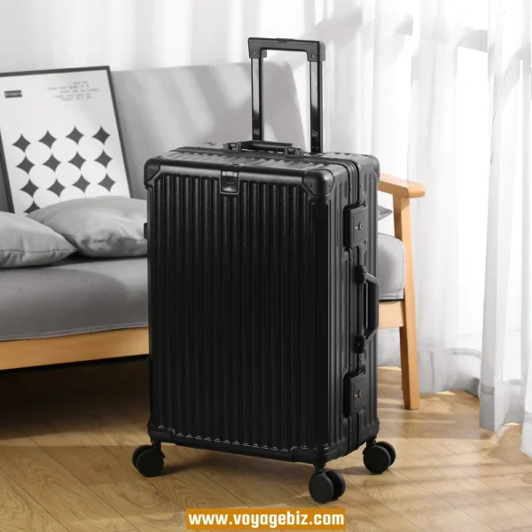 Wholesale&Custom  Aluminum Frame Trolley Suitcase ABS+PC | TSA Lock  | Charging Port & Phone Holder | Silent Wheels + Metal Corners | 20/24/26-inch Luggage  (4 Colors)PAHX2406 - Image 5