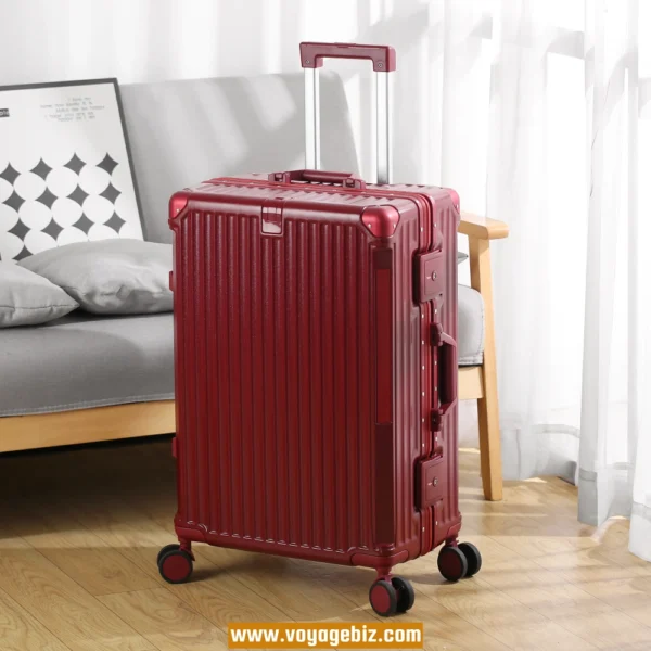 Wholesale&Custom  Aluminum Frame Trolley Suitcase ABS+PC | TSA Lock  | Charging Port & Phone Holder | Silent Wheels + Metal Corners | 20/24/26-inch Luggage  (4 Colors)PAHX2406 - Image 4