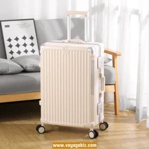 Wholesale&Custom  Aluminum Frame Trolley Suitcase ABS+PC | TSA Lock  | Charging Port & Phone Holder | Silent Wheels + Metal Corners | 20/24/26-inch Luggage  (4 Colors)PAHX2406