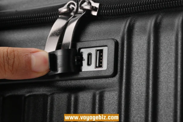 Wholesale Front-Access ABS+PC Suitcase | TSA Lock + USB Charging Port + Silent Wheels | 20"-26" Smart Travel Luggage with Cup Holder PZHX8038 - Image 14