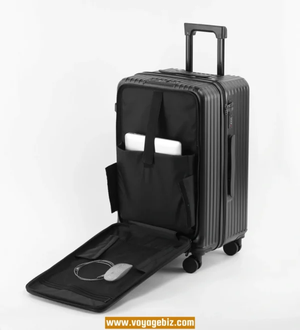 Wholesale Front-Access ABS+PC Suitcase | TSA Lock + USB Charging Port + Silent Wheels | 20"-26" Smart Travel Luggage with Cup Holder PZHX8038 - Image 15