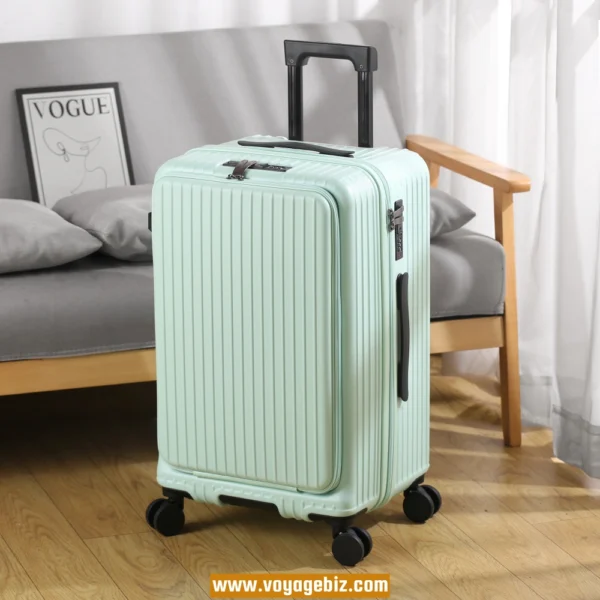 Wholesale Front-Access ABS+PC Suitcase | TSA Lock + USB Charging Port + Silent Wheels | 20"-26" Smart Travel Luggage with Cup Holder PZHX8038 - Image 2