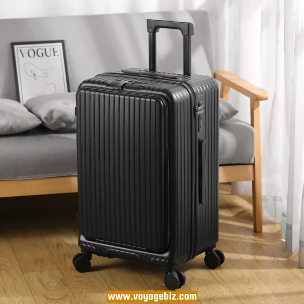 Wholesale Front-Access ABS+PC Suitcase | TSA Lock + USB Charging Port + Silent Wheels | 20"-26" Smart Travel Luggage with Cup Holder PZHX8038 - Image 4