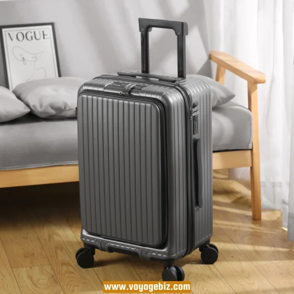 Wholesale Front-Access ABS+PC Suitcase | TSA Lock + USB Charging Port + Silent Wheels | 20"-26" Smart Travel Luggage with Cup Holder PZHX8038 - Image 5