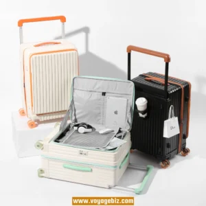 Wholesale 20"/24"/28" Sizes Front-Opening ABS+PC  Spinner Luggage | TPU Pouring Silent Wheels | OEM/ODM Customizable (MOQ 1 20GP Container)PZHX9028