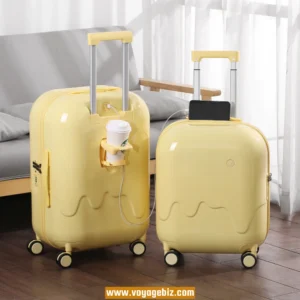 20/24/28 Inch Fashion ABS+PC Zipper Luggage Suitcase with Silent Spinner Wheels, TSA Lock & USB Charging Port - Yellow/White/Green/Pink (PZHX2091)