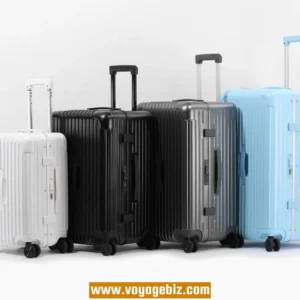 Premium Slim Aluminum Frame Suitcase – Silent Spinner Wheels & TSA Lock | 20/24/26/28 Inch ABS+PC Luggage in White/Gray/Black/Glacier Blue PAHX1001
