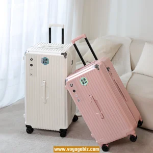 Large Capacity Five-Wheel Trolley Luggage with TSA Lock, Metal Corner Protectors, 360° Spinner Wheels – 24/26/28/31-inch, ABS + PC, Available in Yellow, Glacier Blue, Pink, Green, Black, White  PZHX2110