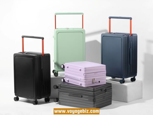 Front-Opening Trolley Luggage with TSA Lock, Charging Port, 360° Spinner Wheels, Wide Trolley Handle – 20/24-inch, ABS + PC, Available in White, Purple, Green, Black, Grey, Dark Blue  PZHX2321