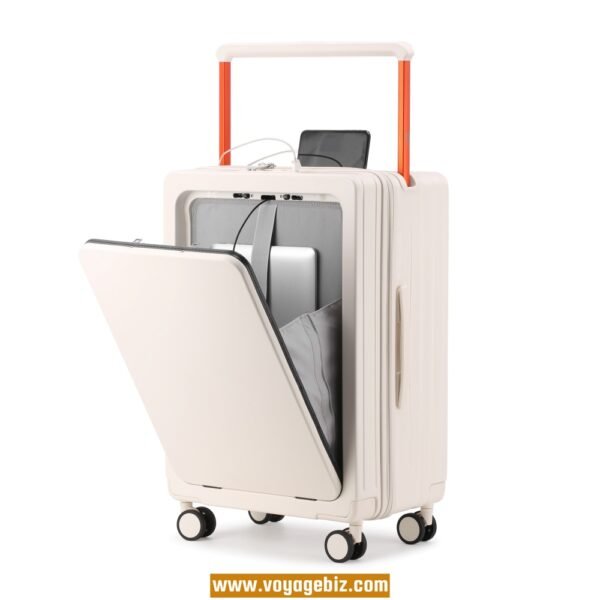 Front-Opening Trolley Luggage with TSA Lock, Charging Port, 360° Spinner Wheels, Wide Trolley Handle – 20/24-inch, ABS + PC, Available in White, Purple, Green, Black, Grey, Dark Blue  PZHX2321 - Image 16